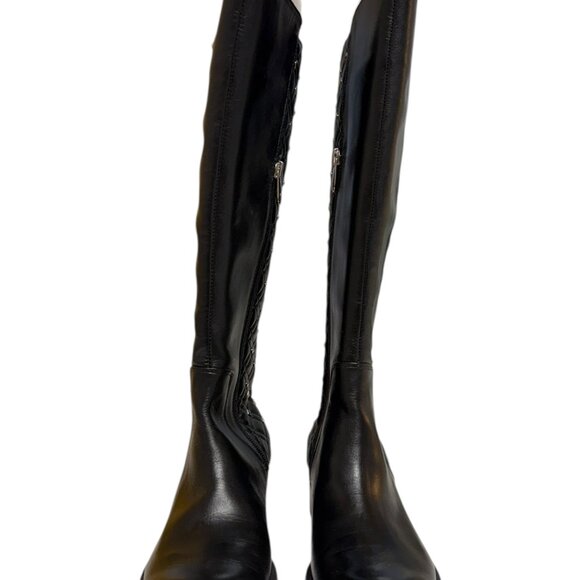 Adrienne Vittadini Black Leather Studded Knee-high Boots (6) - Picture 3 of 4